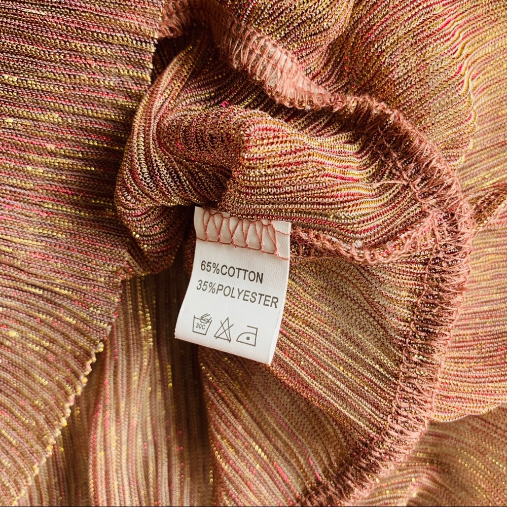 LF OneWay Lurex RoseGold Ruffle Sheer Cami Top NWT - Picture 6 of 11